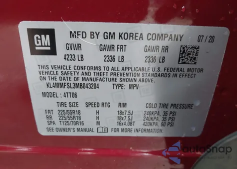 2021 Buick Encore Gx Fwd Essence z USA, uszkodzony, nr VIN KL4MMFSL3MB043204